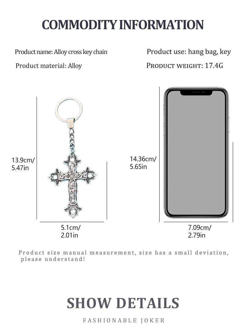Fashion Cross Alloy Plating Keychain 1 Piece