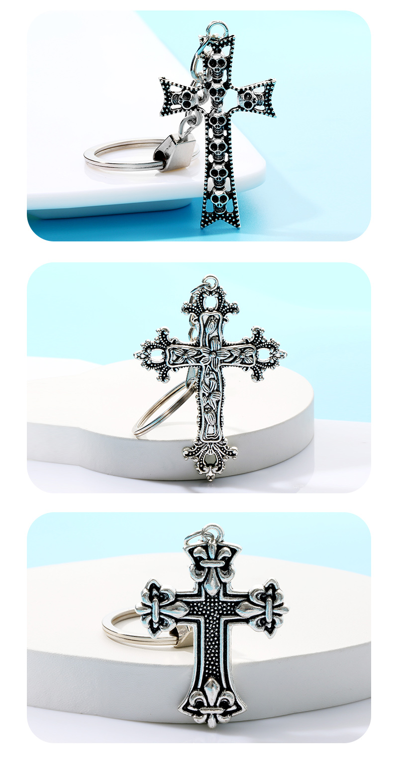 Fashion Cross Alloy Plating Keychain 1 Piece