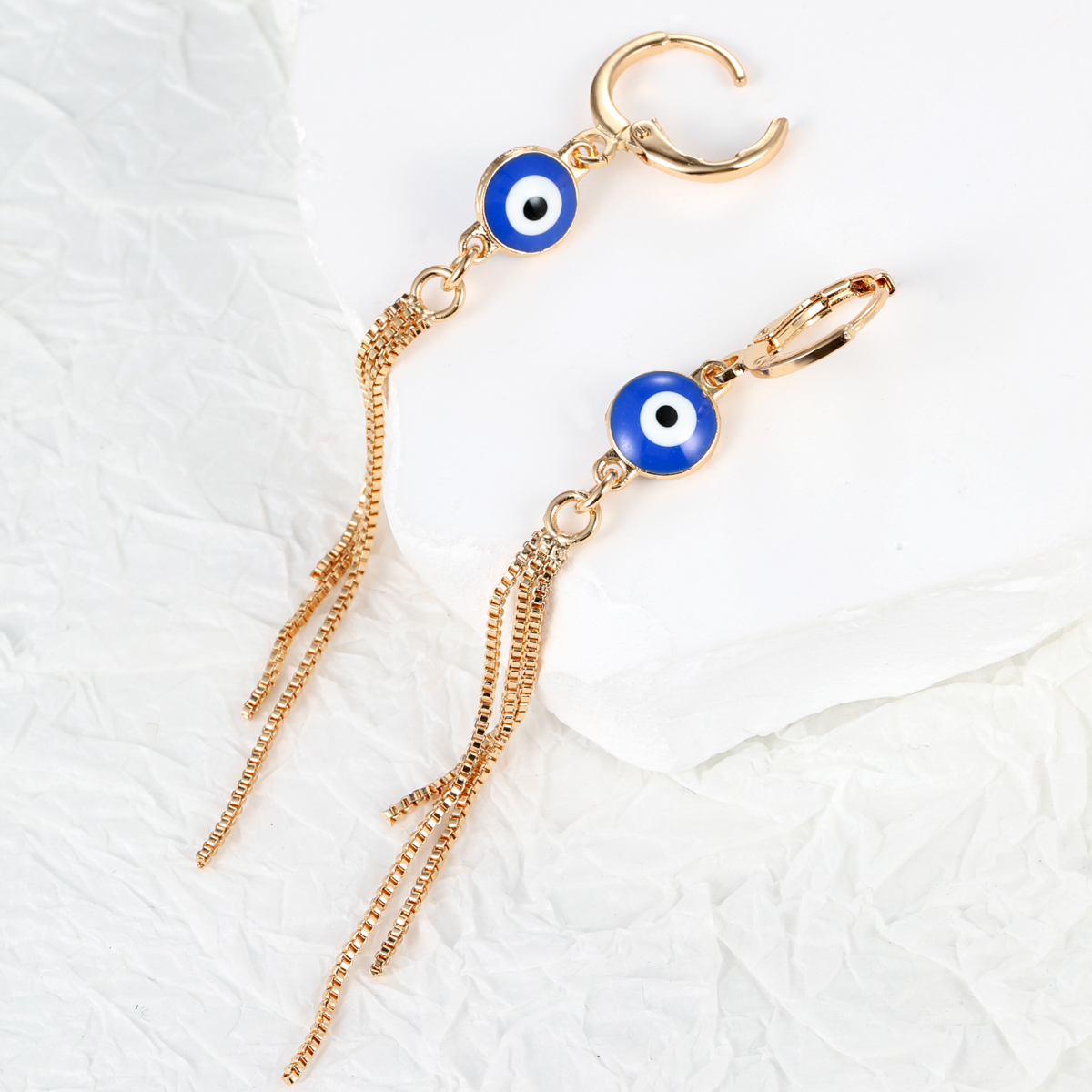 Simple Style Devilu0027S Eye Tassel Copper Gold Plated Dangling Earrings 1 Pair