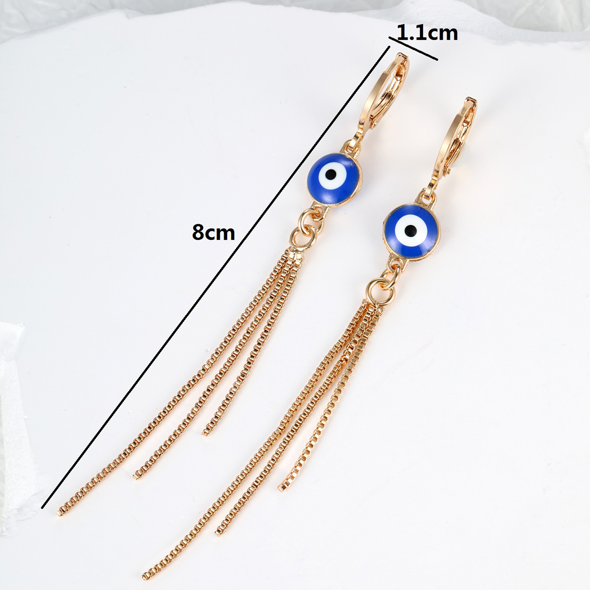 Simple Style Devilu0027S Eye Tassel Copper Gold Plated Dangling Earrings 1 Pair