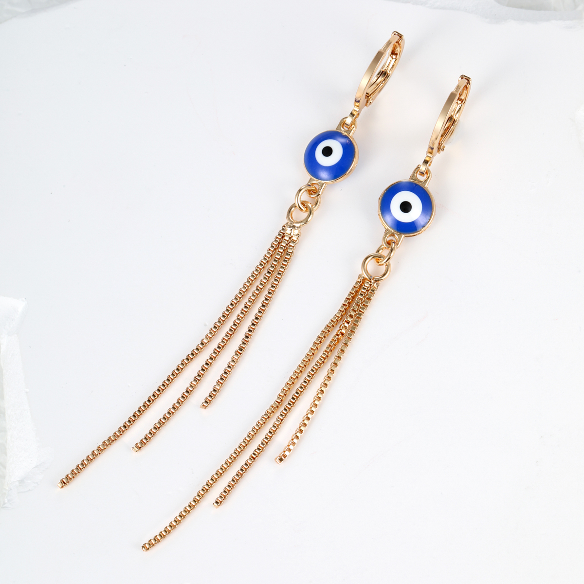 Simple Style Devilu0027S Eye Tassel Copper Gold Plated Dangling Earrings 1 Pair