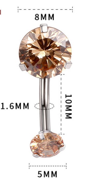 Fashion Rhombus Stainless Steel Inlaid Zircon Belly Ring 1 Piece