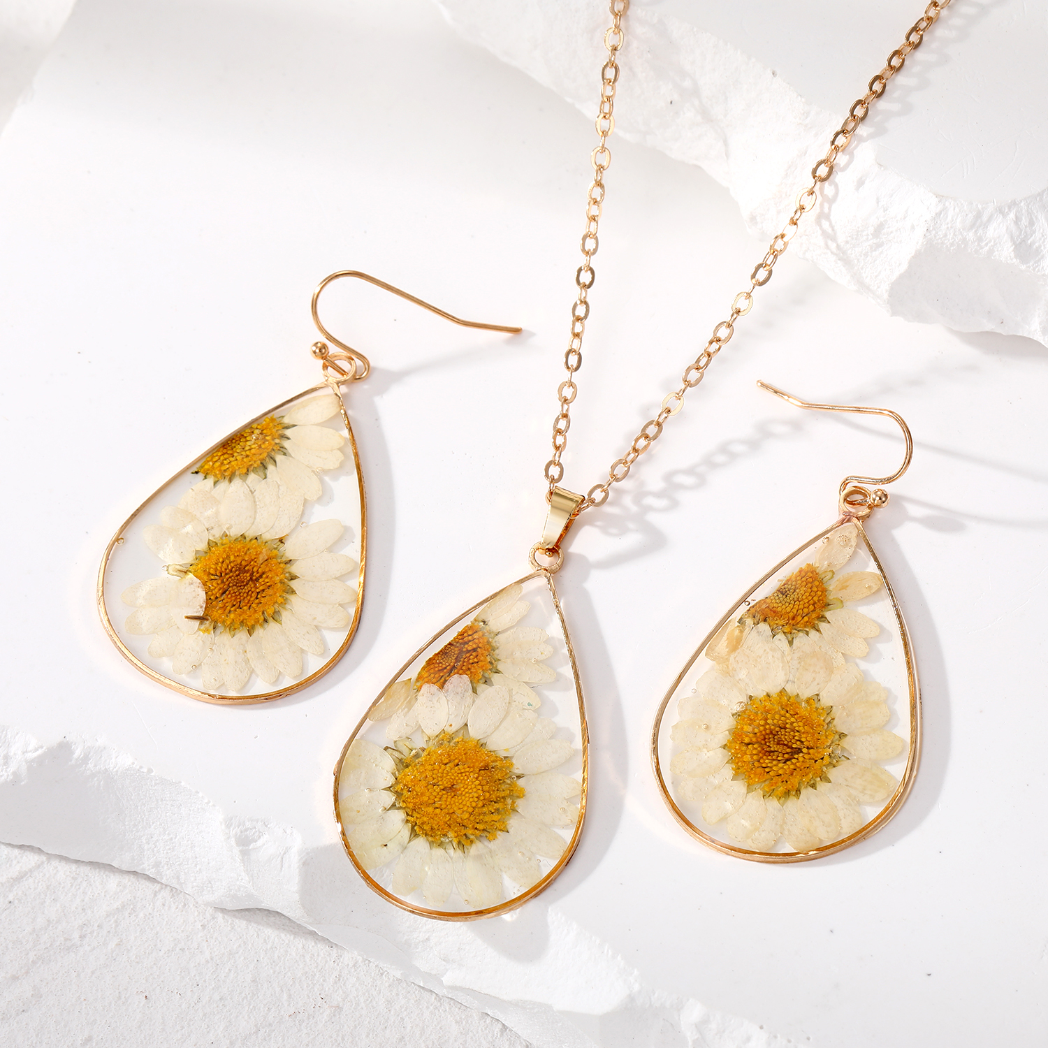 Vacation Flower Resin Epoxy Womenu0027S Earrings Necklace