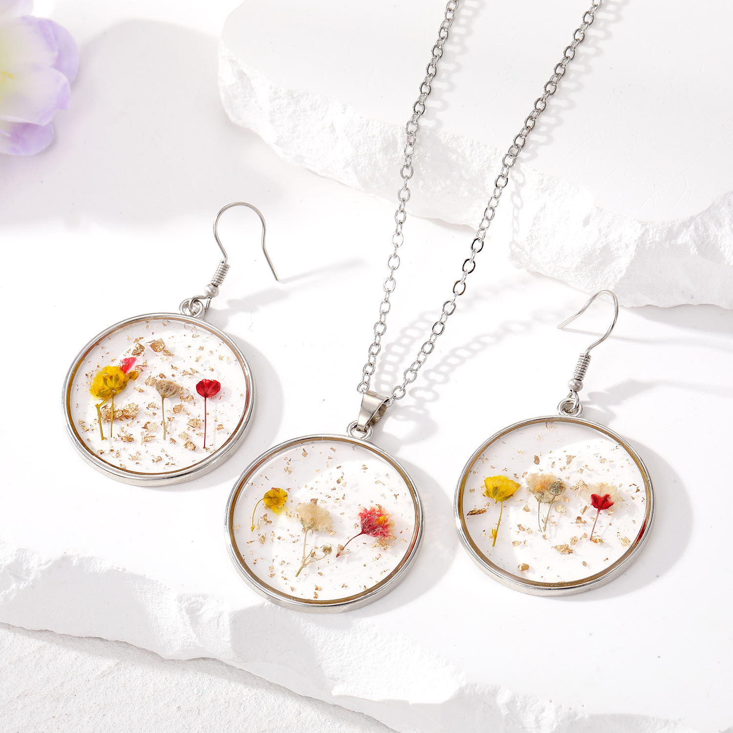 Fashion Flower Resin Enamel Womenu0027S Earrings Necklace