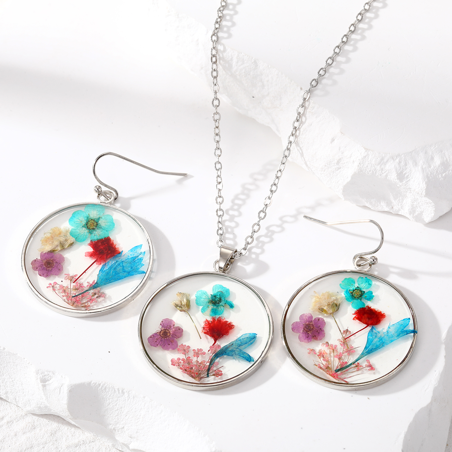 Fashion Flower Resin Enamel Womenu0027S Earrings Necklace