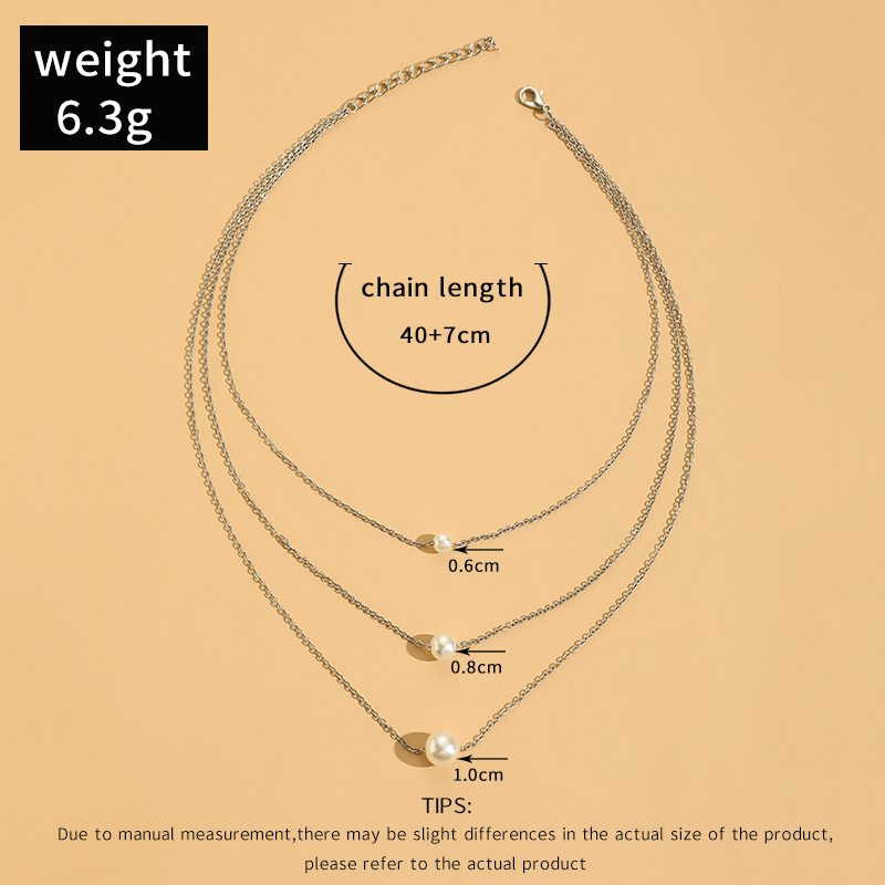 Simple Style Geometric Alloy Plating Artificial Pearls Womenu0027S Layered Necklaces