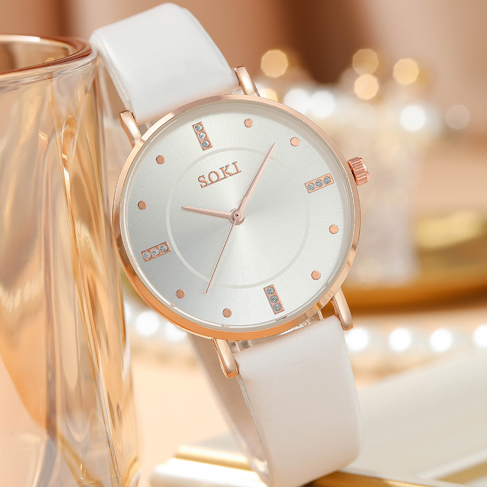 Elegant Solid Color Buckle Quartz Womenu0027s Watches