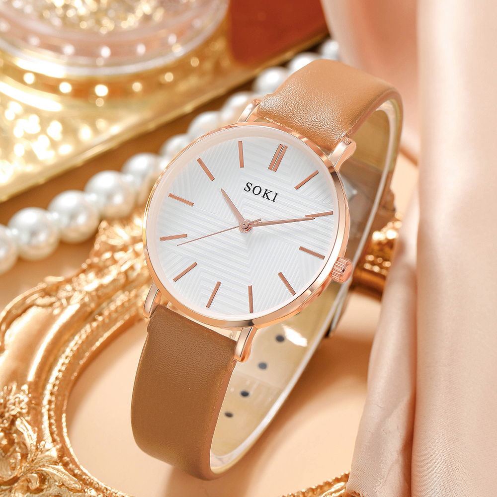 Elegant Solid Color Buckle Quartz Womenu0027s Watches