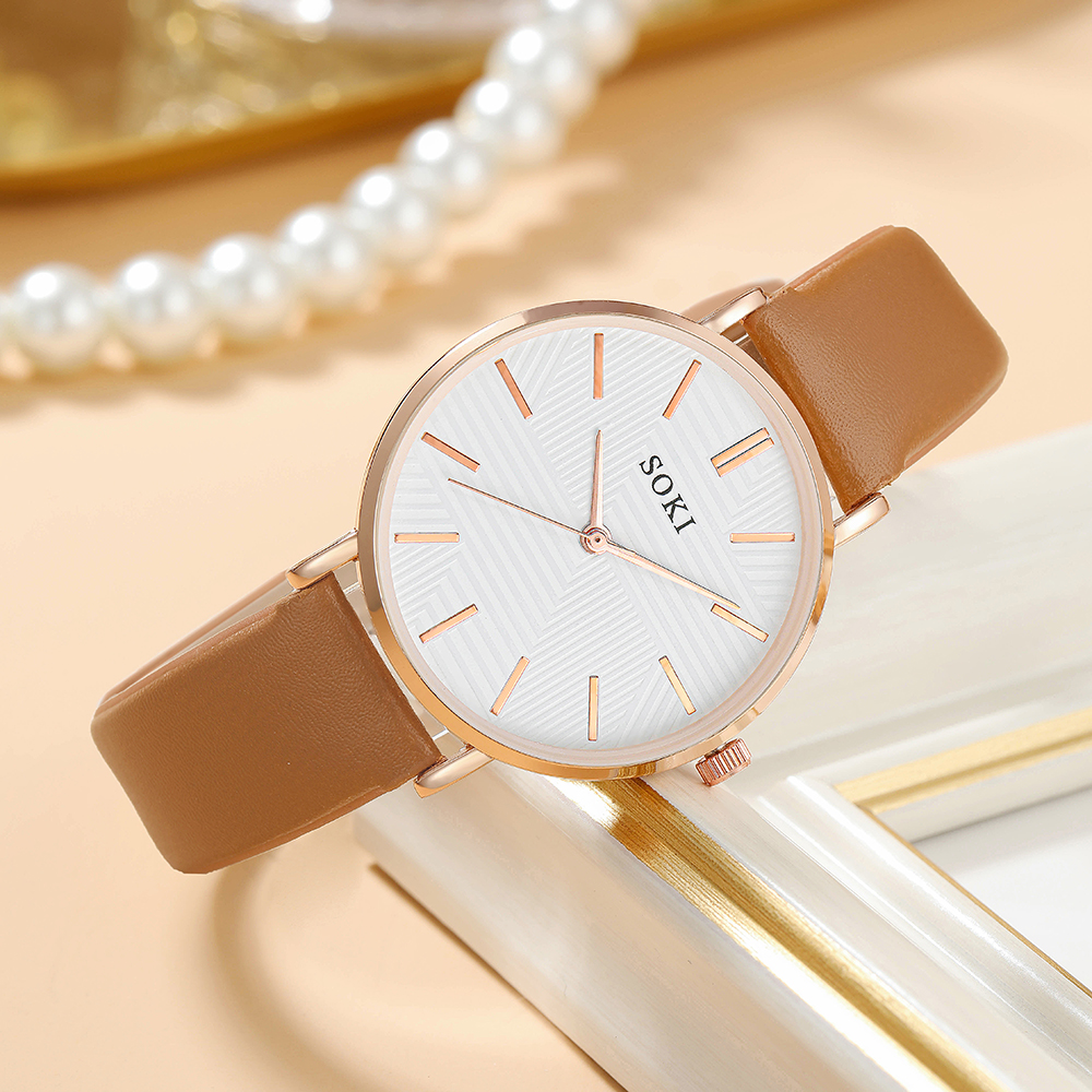 Elegant Solid Color Buckle Quartz Womenu0027s Watches