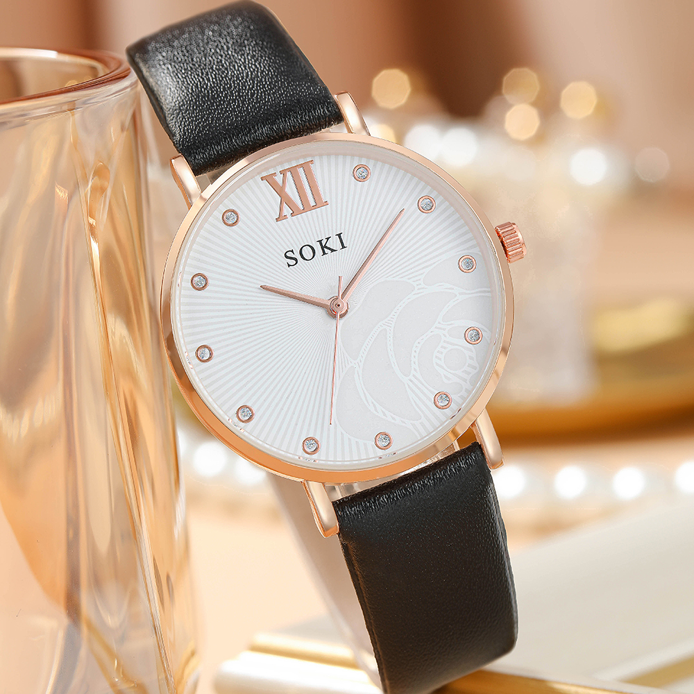 Elegant Solid Color Buckle Quartz Womenu0027s Watches