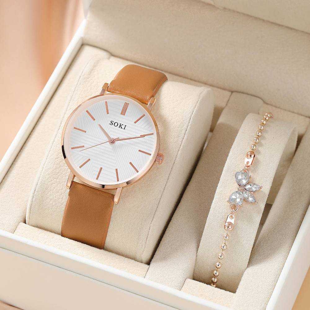 Elegant Solid Color Buckle Quartz Womenu0027s Watches