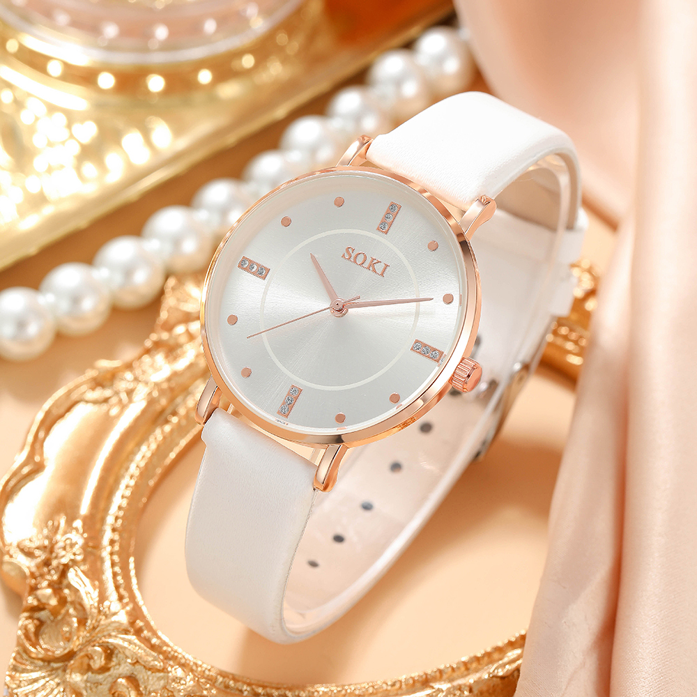 Elegant Solid Color Buckle Quartz Womenu0027s Watches