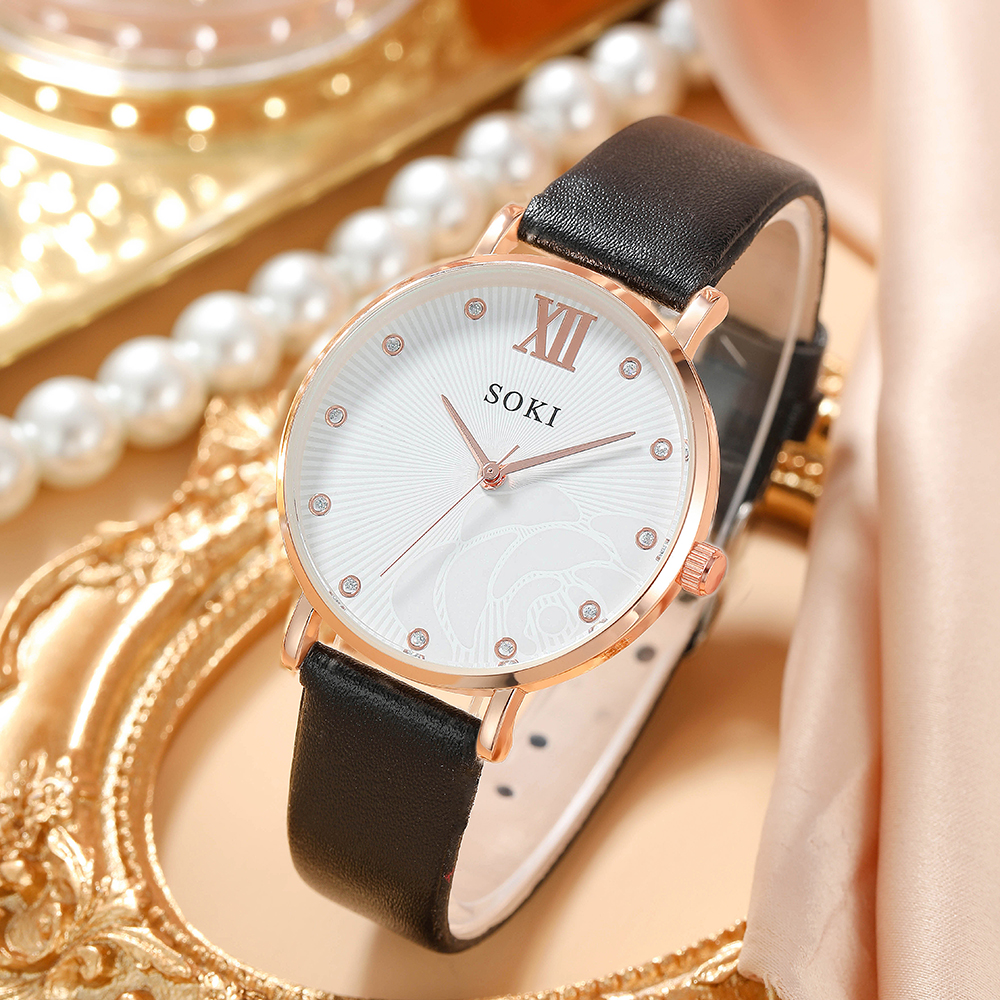 Elegant Solid Color Buckle Quartz Womenu0027s Watches