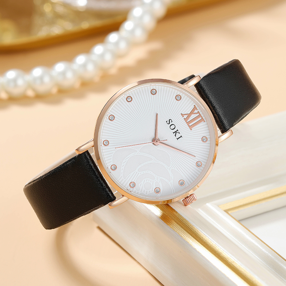 Elegant Solid Color Buckle Quartz Womenu0027s Watches