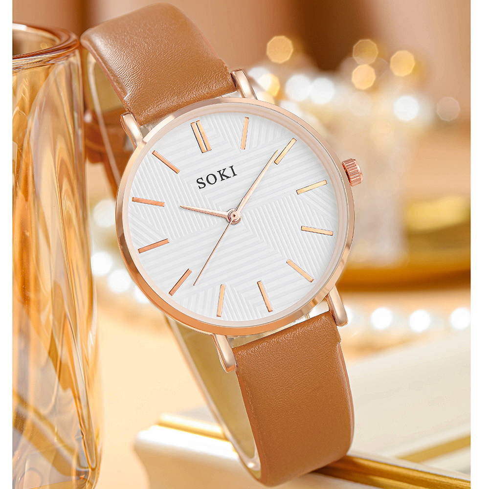 Elegant Solid Color Buckle Quartz Womenu0027s Watches