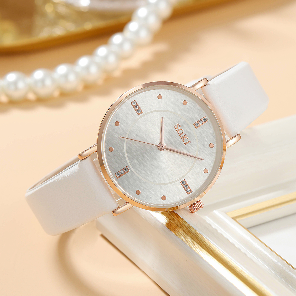 Elegant Solid Color Buckle Quartz Womenu0027s Watches