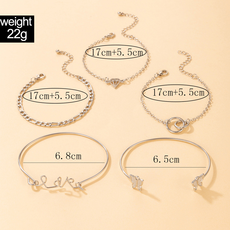 Simple Style Butterfly Alloy Unisex Bangle 5 Piece Set