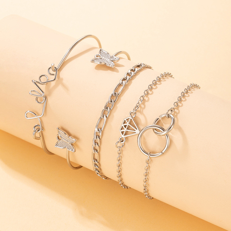 Simple Style Butterfly Alloy Unisex Bangle 5 Piece Set