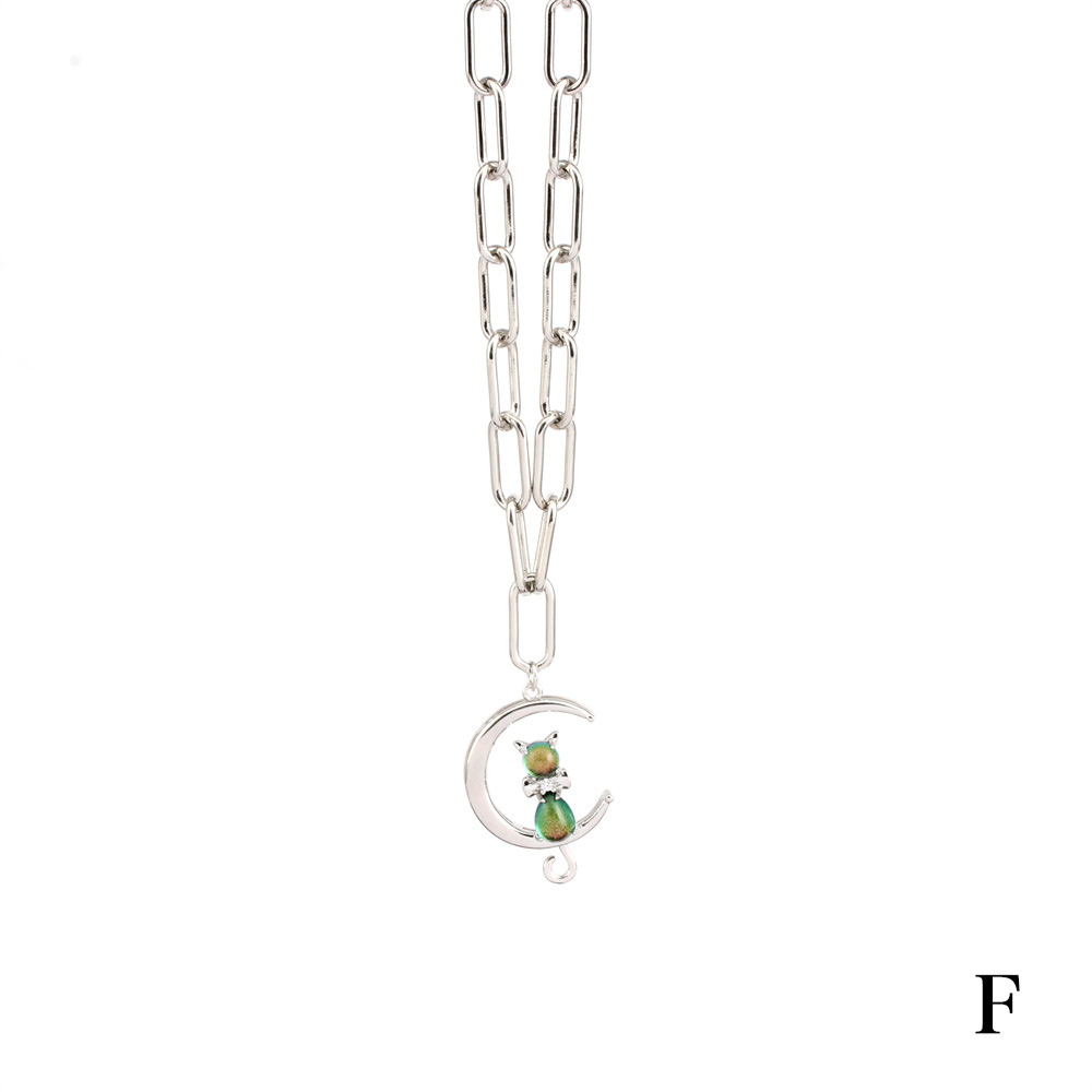 Retro Water Droplets Unicorn Cat Copper Gold Plated Crystal Zircon Pendant Necklace 1 Piece