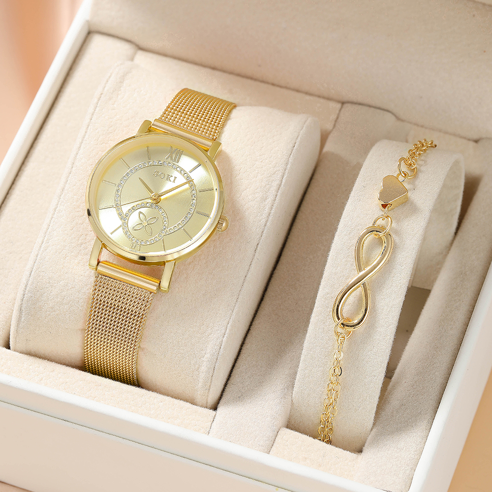 Fashion Four Leaf Clover Buckle Quartz Womenu0027s Watches