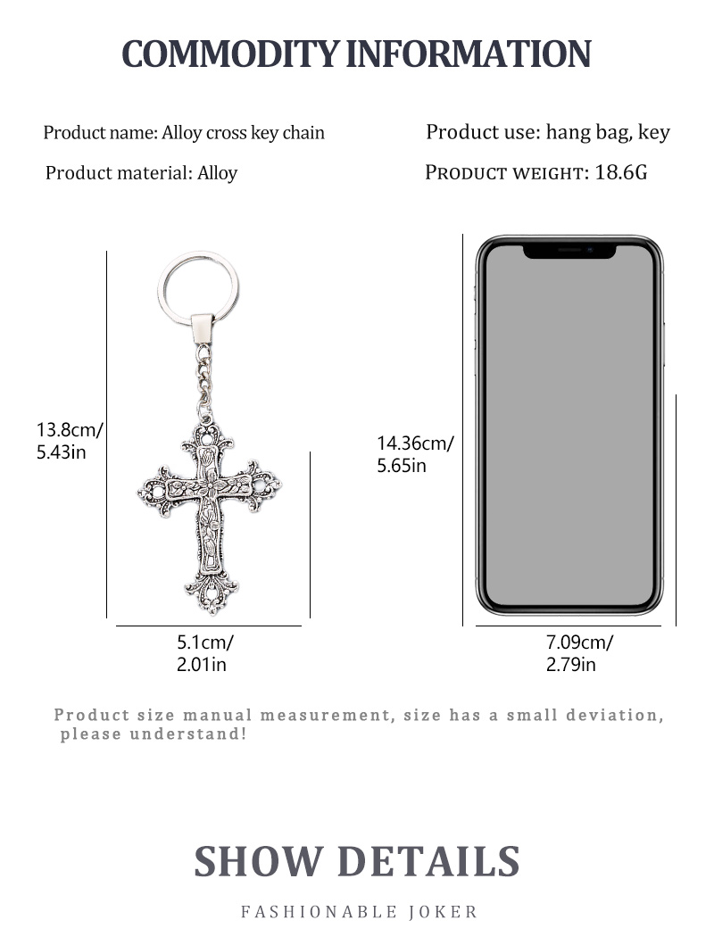Fashion Cross Alloy Plating Keychain 1 Piece