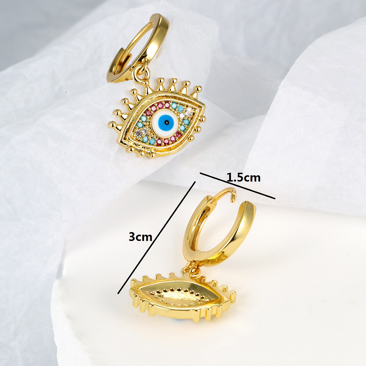 Fashion Devilu0027S Eye Copper Gold Plated Zircon Drop Earrings 1 Pair