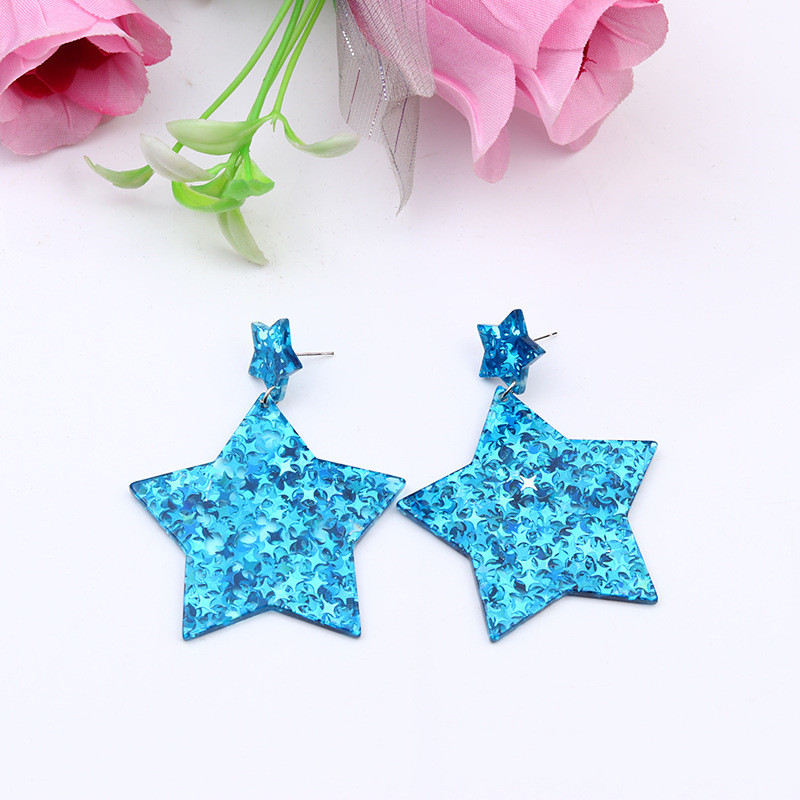 Retro Star Oval Arylic Stoving Varnish Womenu0027S Drop Earrings 1 Pair