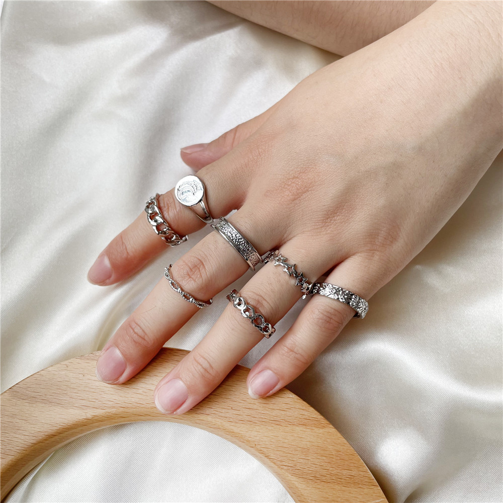 Fashion Round Alloy Womenu0027S Rings 7 Pieces