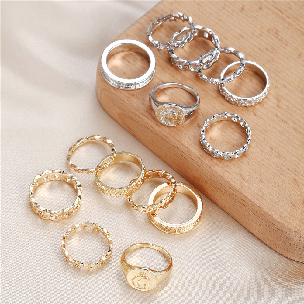 Fashion Round Alloy Womenu0027S Rings 7 Pieces