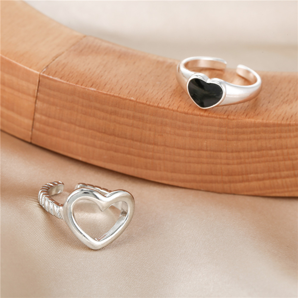 Fashion Heart Shape Alloy Womenu0027S Rings 2 Pieces