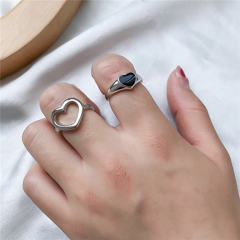 Fashion Heart Shape Alloy Womenu0027S Rings 2 Pieces