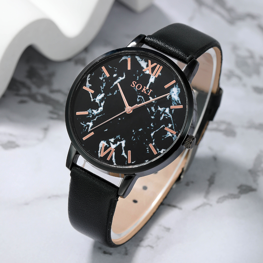 Elegant Solid Color Buckle Quartz Womenu0027s Watches