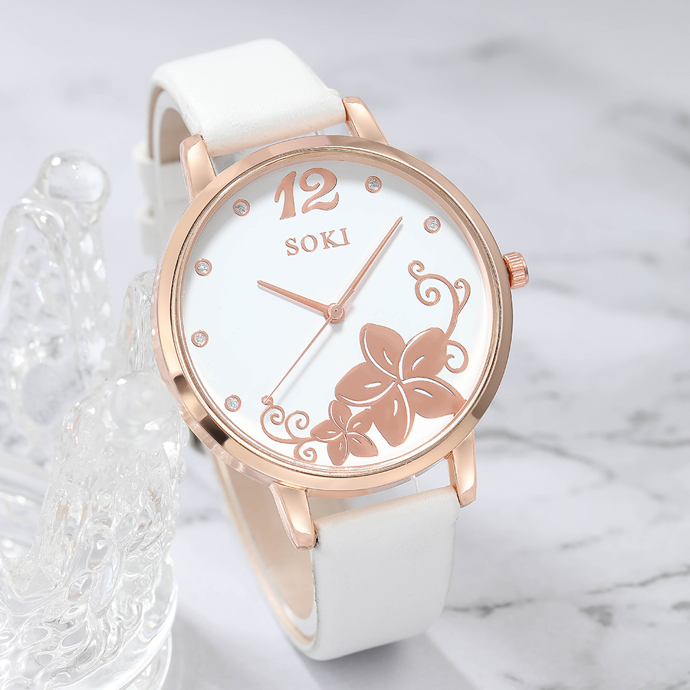 Elegant Solid Color Buckle Quartz Womenu0027s Watches