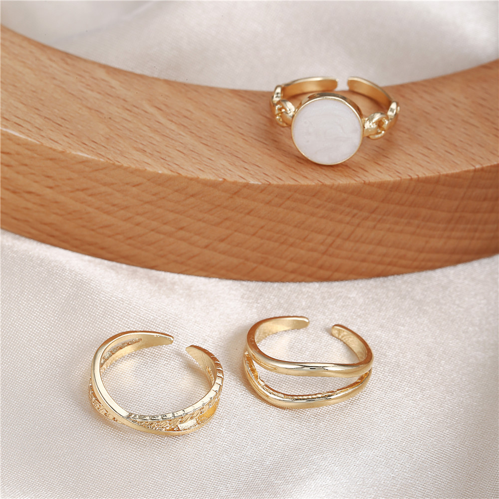 Fashion Round Alloy Womenu0027S Rings 3 Pieces