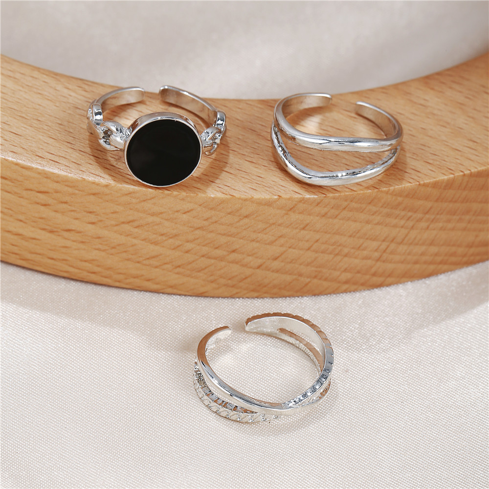 Fashion Round Alloy Womenu0027S Rings 3 Pieces