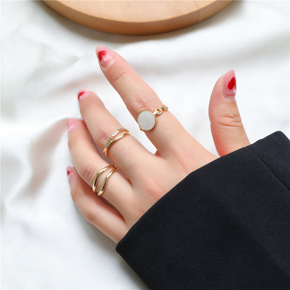 Fashion Round Alloy Womenu0027S Rings 3 Pieces