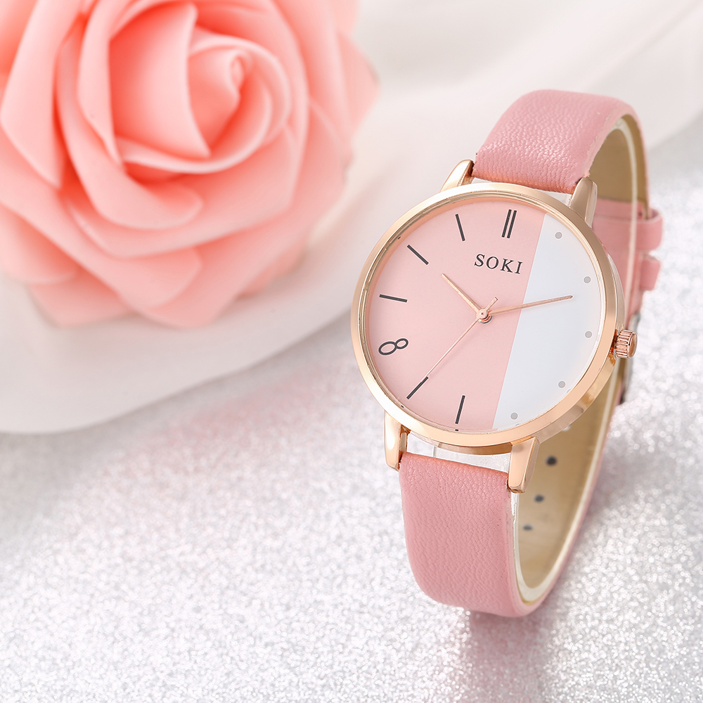Elegant Solid Color Buckle Quartz Womenu0027s Watches