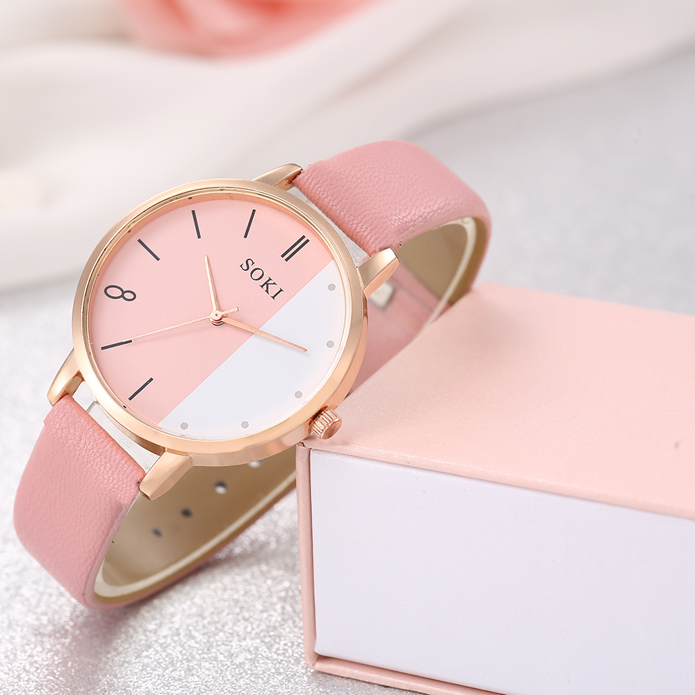 Elegant Solid Color Buckle Quartz Womenu0027s Watches