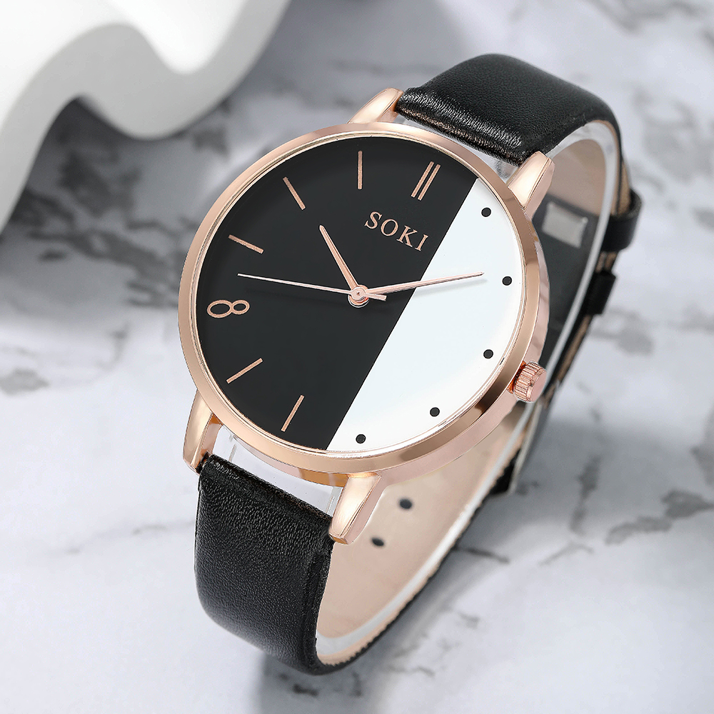 Elegant Solid Color Buckle Quartz Womenu0027s Watches