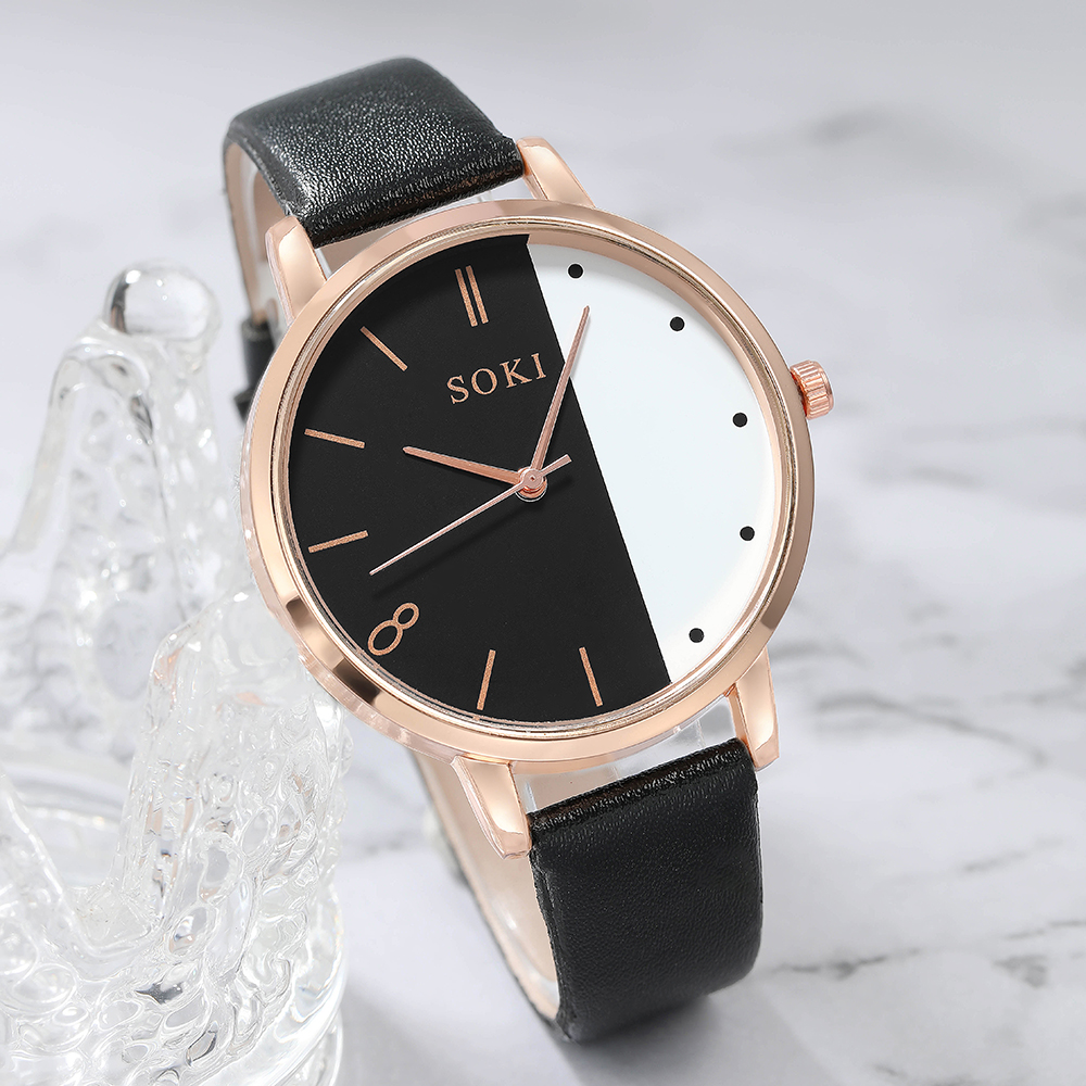 Elegant Solid Color Buckle Quartz Womenu0027s Watches