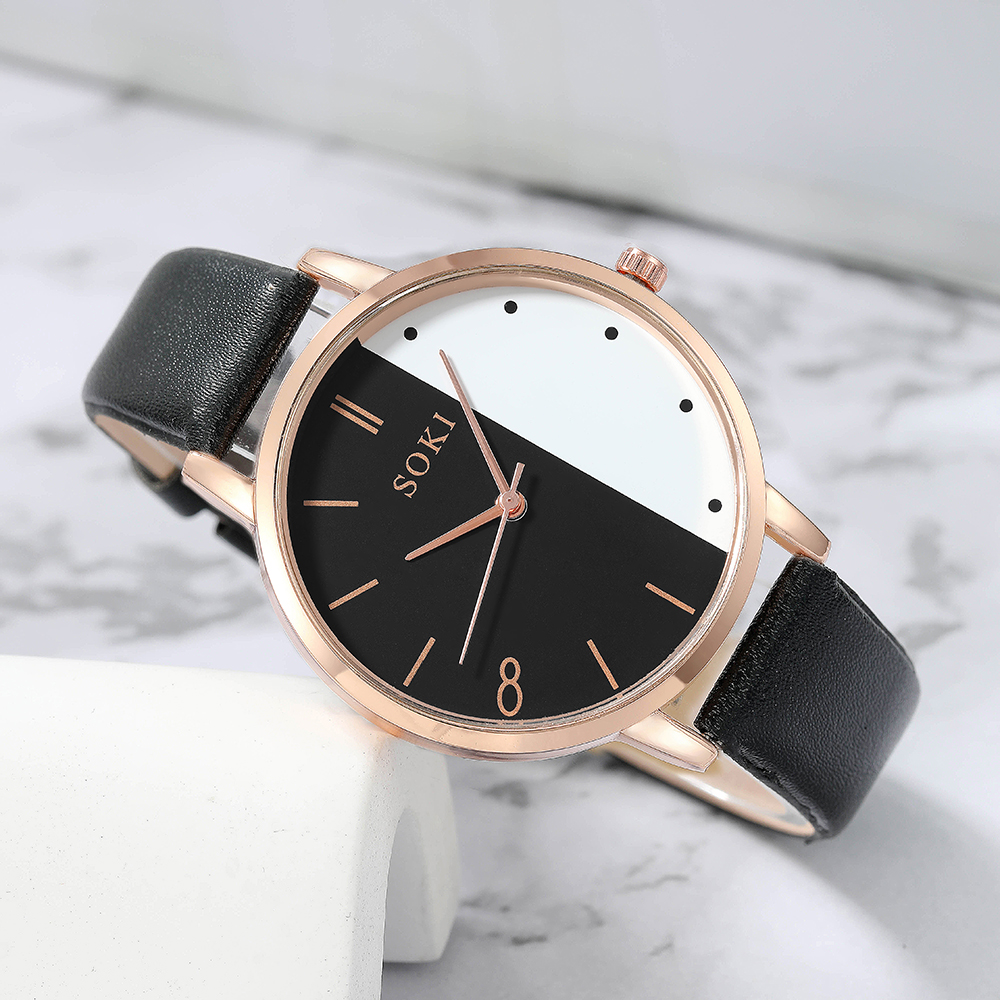 Elegant Solid Color Buckle Quartz Womenu0027s Watches