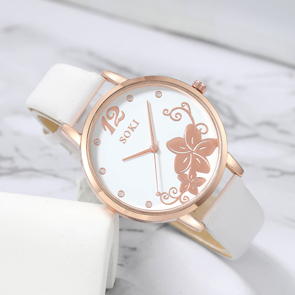 Elegant Solid Color Buckle Quartz Womenu0027s Watches