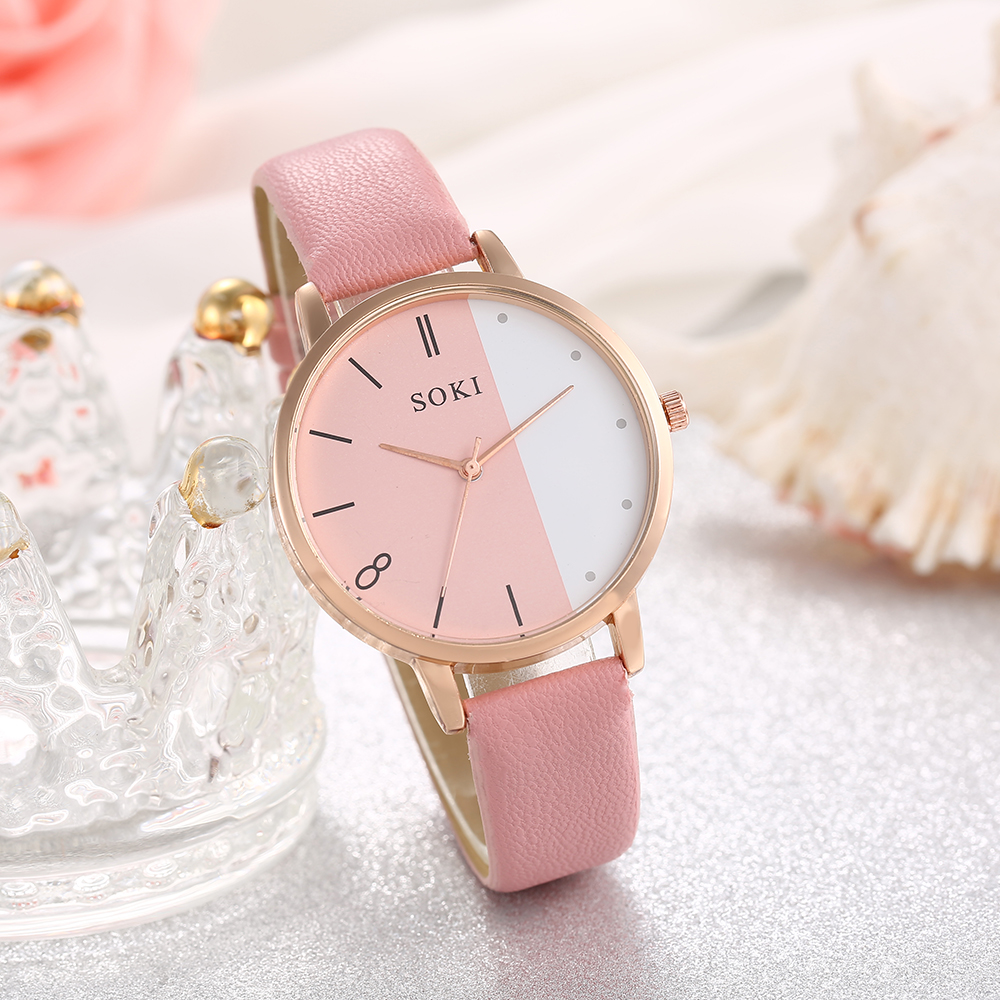Elegant Solid Color Buckle Quartz Womenu0027s Watches
