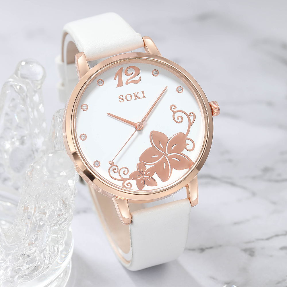 Elegant Solid Color Buckle Quartz Womenu0027s Watches