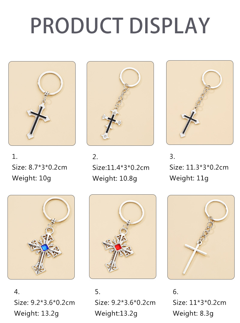 Vintage Style Cross Alloy Plating Keychain 1 Piece