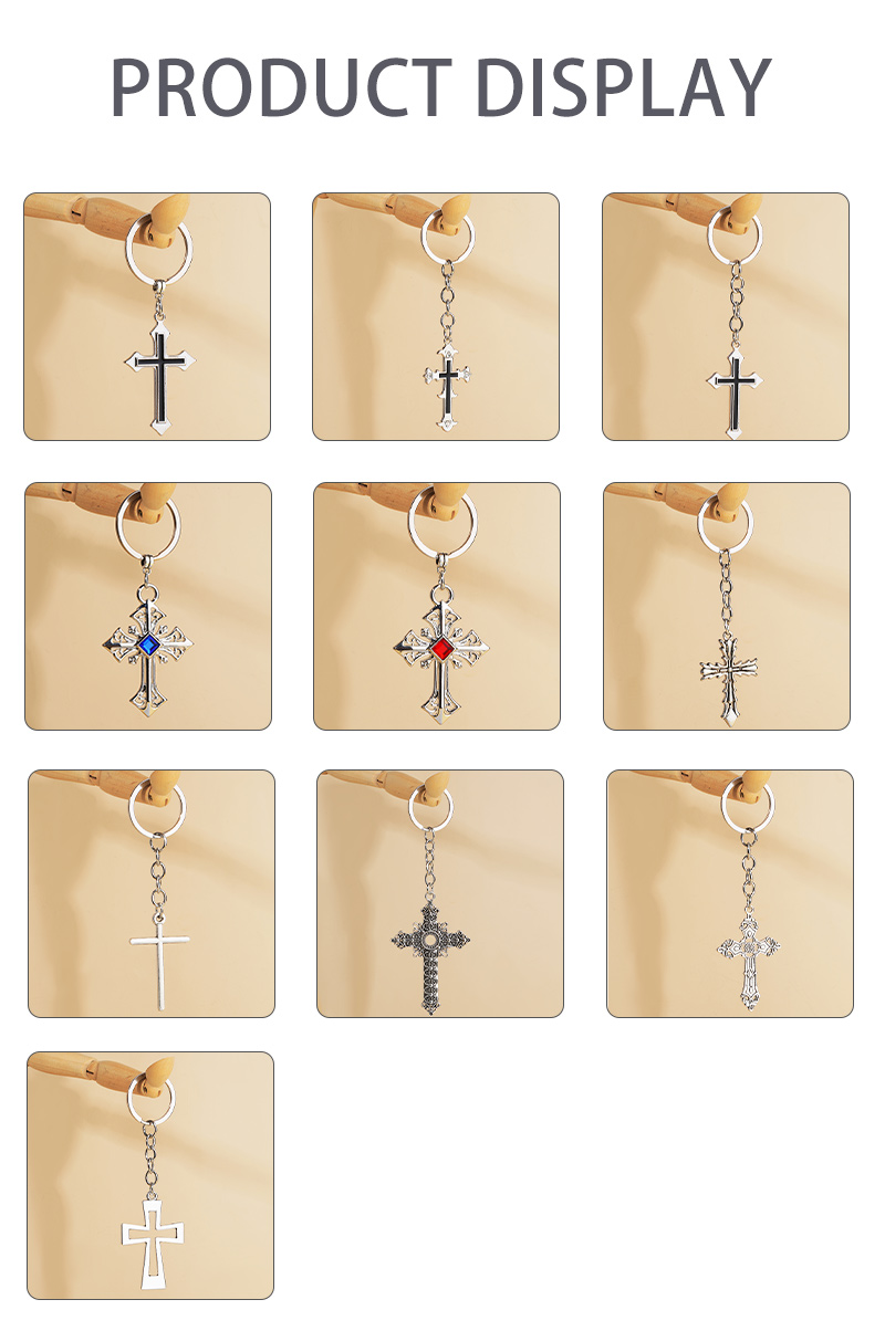 Vintage Style Cross Alloy Plating Keychain 1 Piece