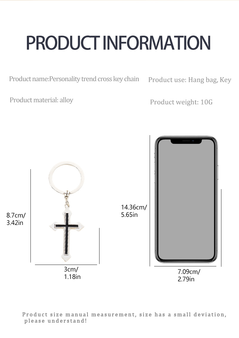 Vintage Style Cross Alloy Plating Keychain 1 Piece