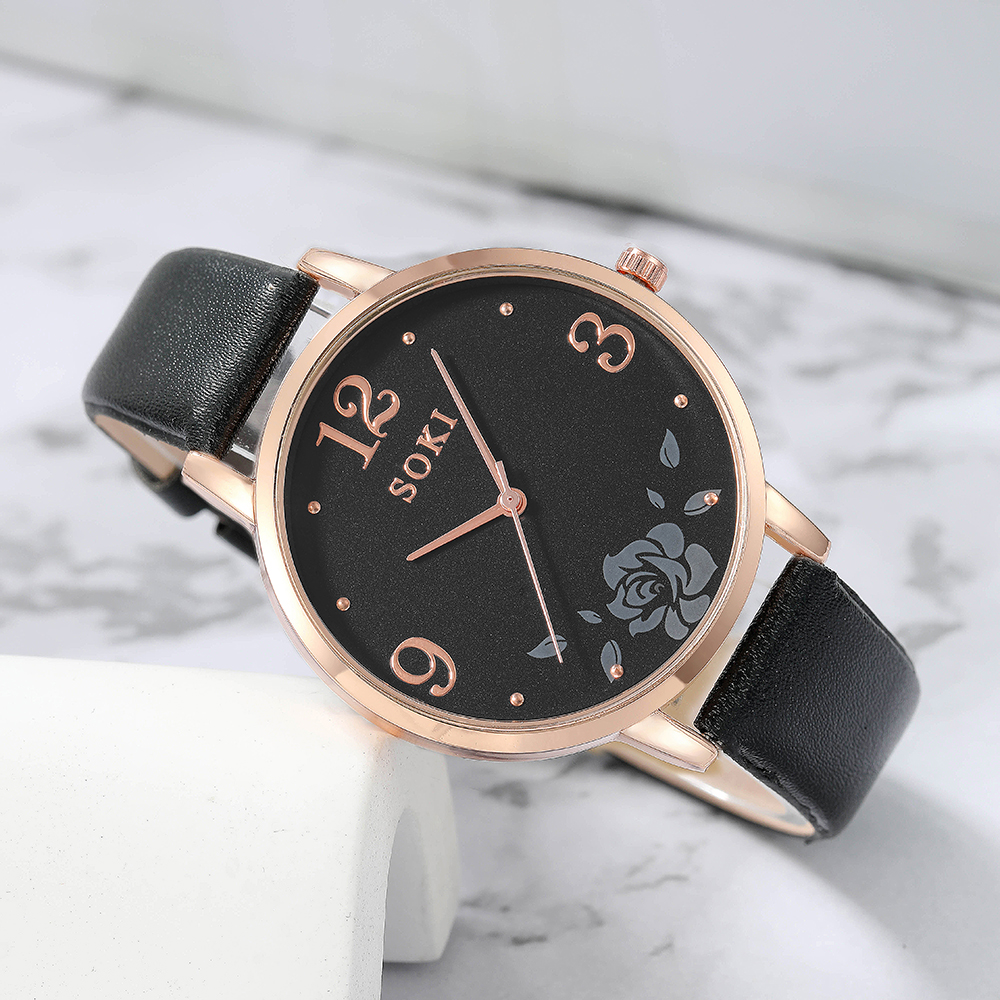 Elegant Flower Buckle Quartz Womenu0027s Watches