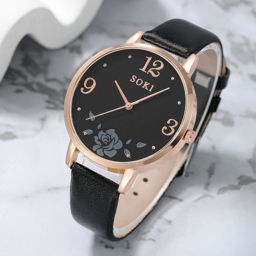 Elegant Flower Buckle Quartz Womenu0027s Watches
