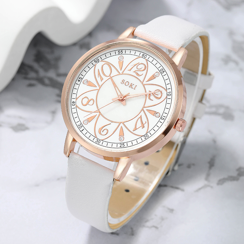 Elegant Flower Buckle Quartz Womenu0027s Watches